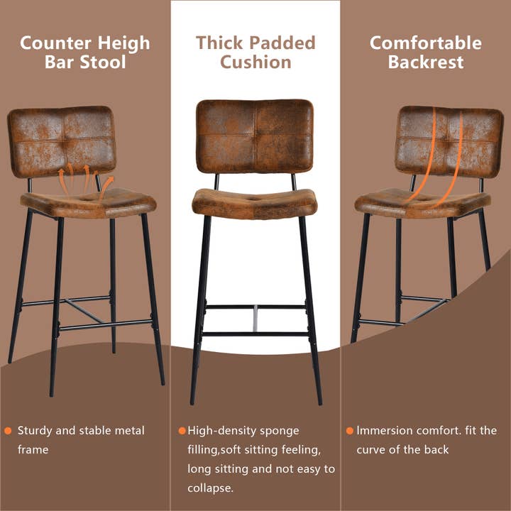 HOMYCASA DESIGN INC - Wholesale Stool - Rustic Suede Counter Height Bar Stool with Metal Frame5