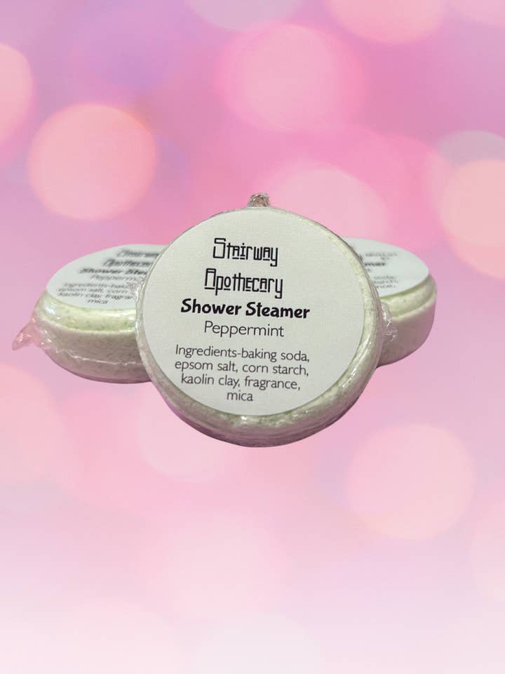 Peppermint Shower Steamer for wholesale by Stairway Apothecary