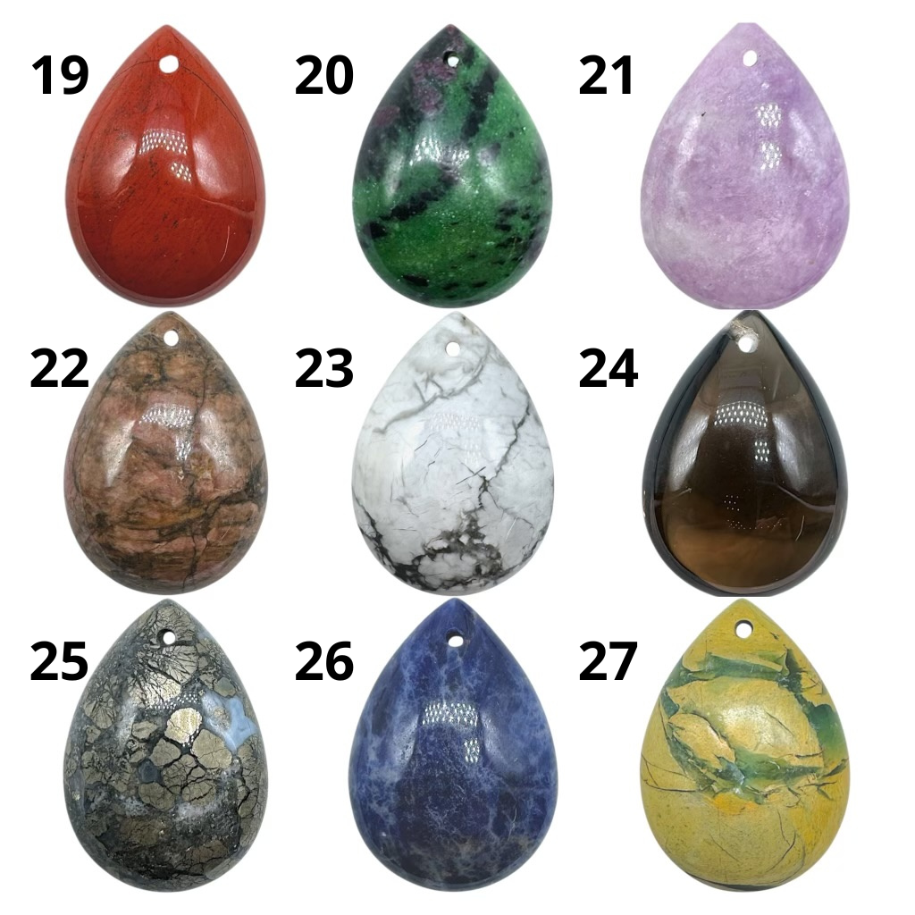 Foliesbijoux - Wholesale Individual Charm/Pendant - Drop-shaped pendant pierced in front (47 different stones) (bail not included)3