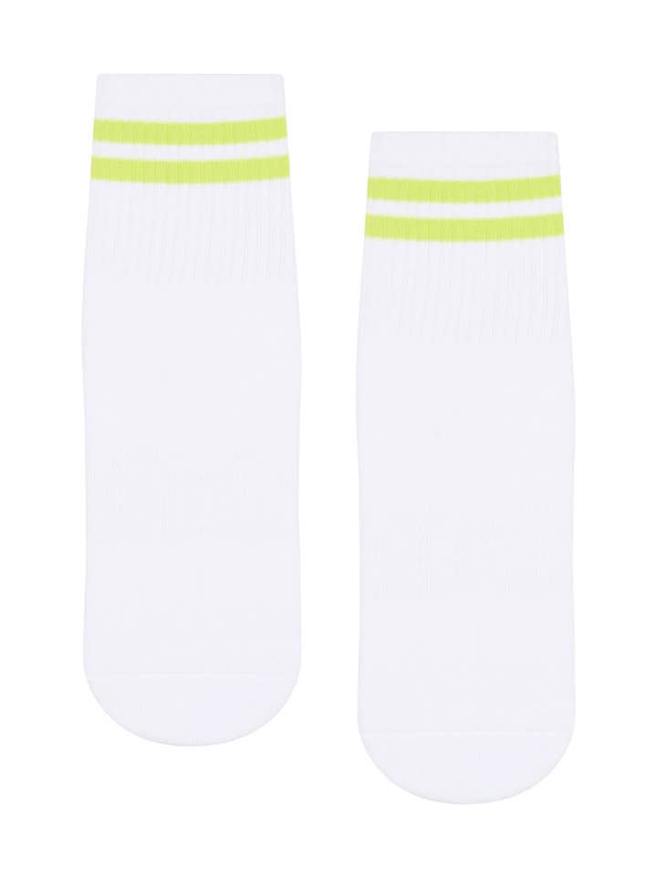MoveActive - Wholesale Socks – Women's - Crew Non Slip Grip Socks - Lime Stripe2