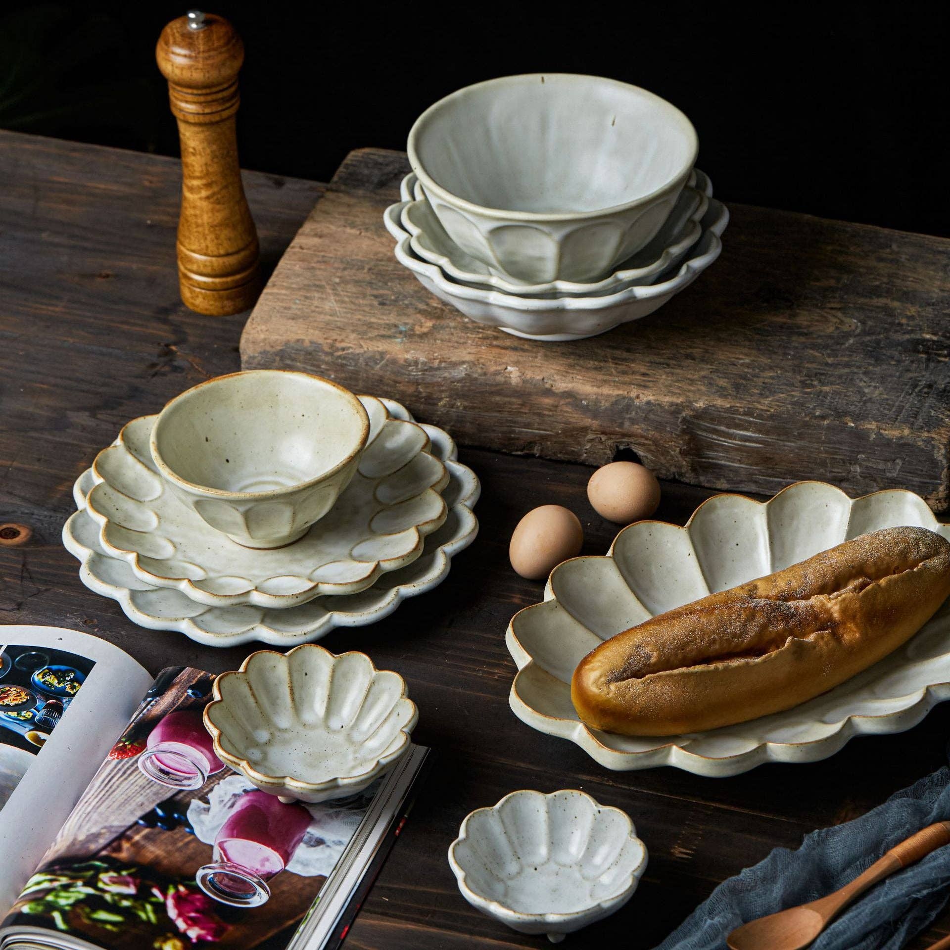 Gohobi （We cover U.S. import duties） - Vente Assiettes/plats/bols de décoration - Assiette-bol à pâtes en grès style japonais Gohobi à fleurs de poirier faite à la main10