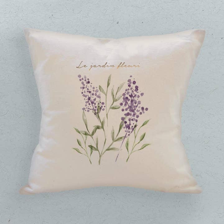 Le Jardin Purple - Spring Square Canvas Pillow for wholesale by Boheme Bliss