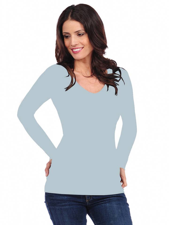 TINA Stephens Italy/Tees By Tina - Wholesale T-Shirt - Women's - Long Sleeve V-Neck (700VN)