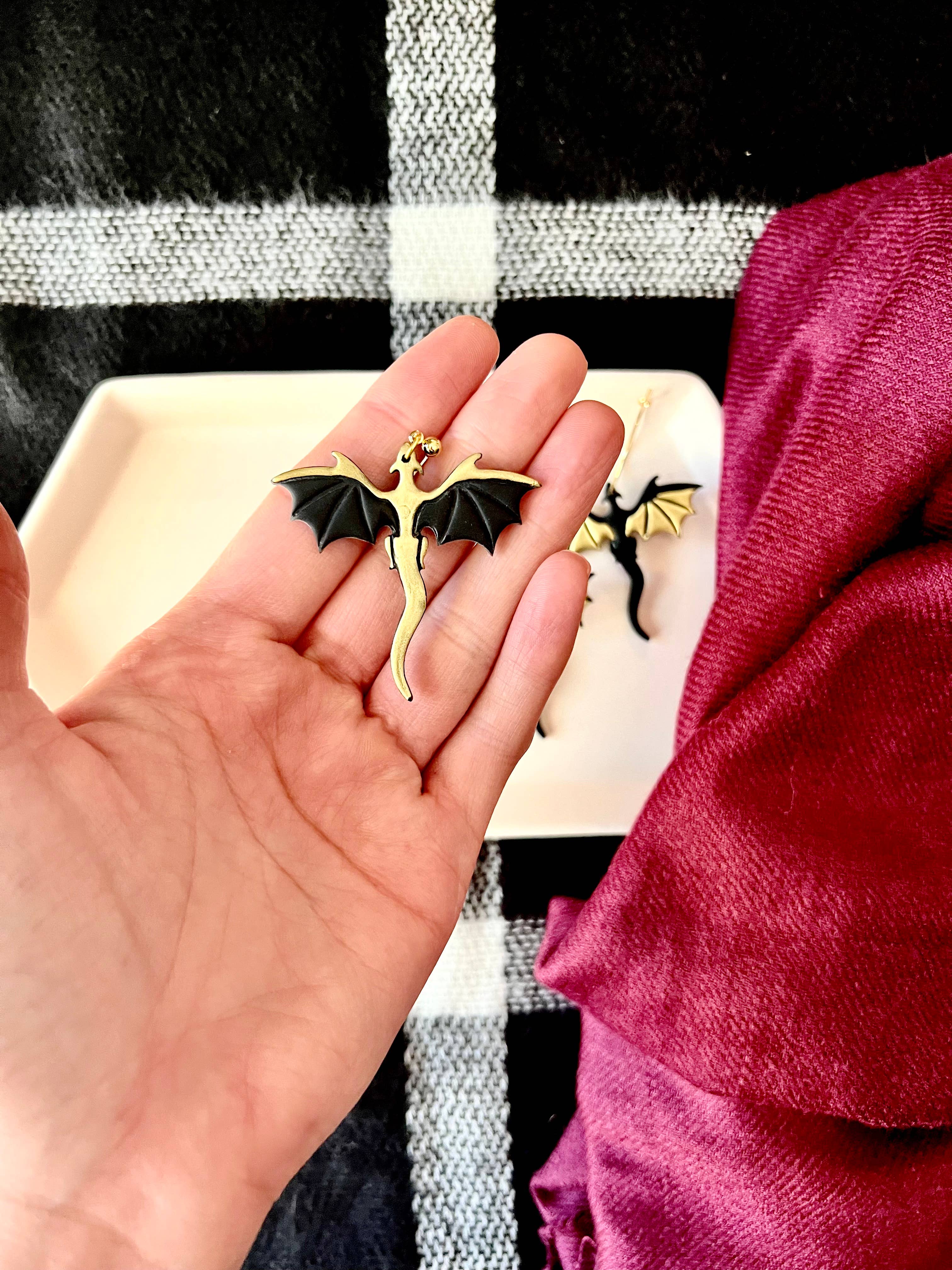 SeizeTheClayJewelry - Wholesale Dangle Earrings - Gold Dragon Earrings, Dragon Clay Earrings4