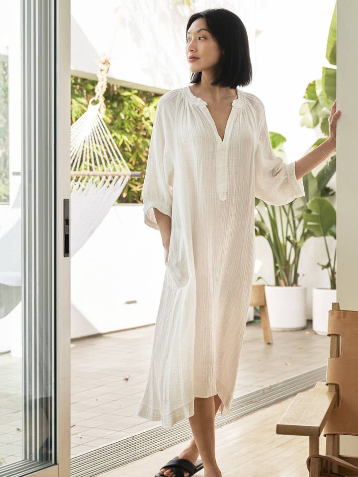 White Gauze Dress with Pockets for wholesale by ocean+main