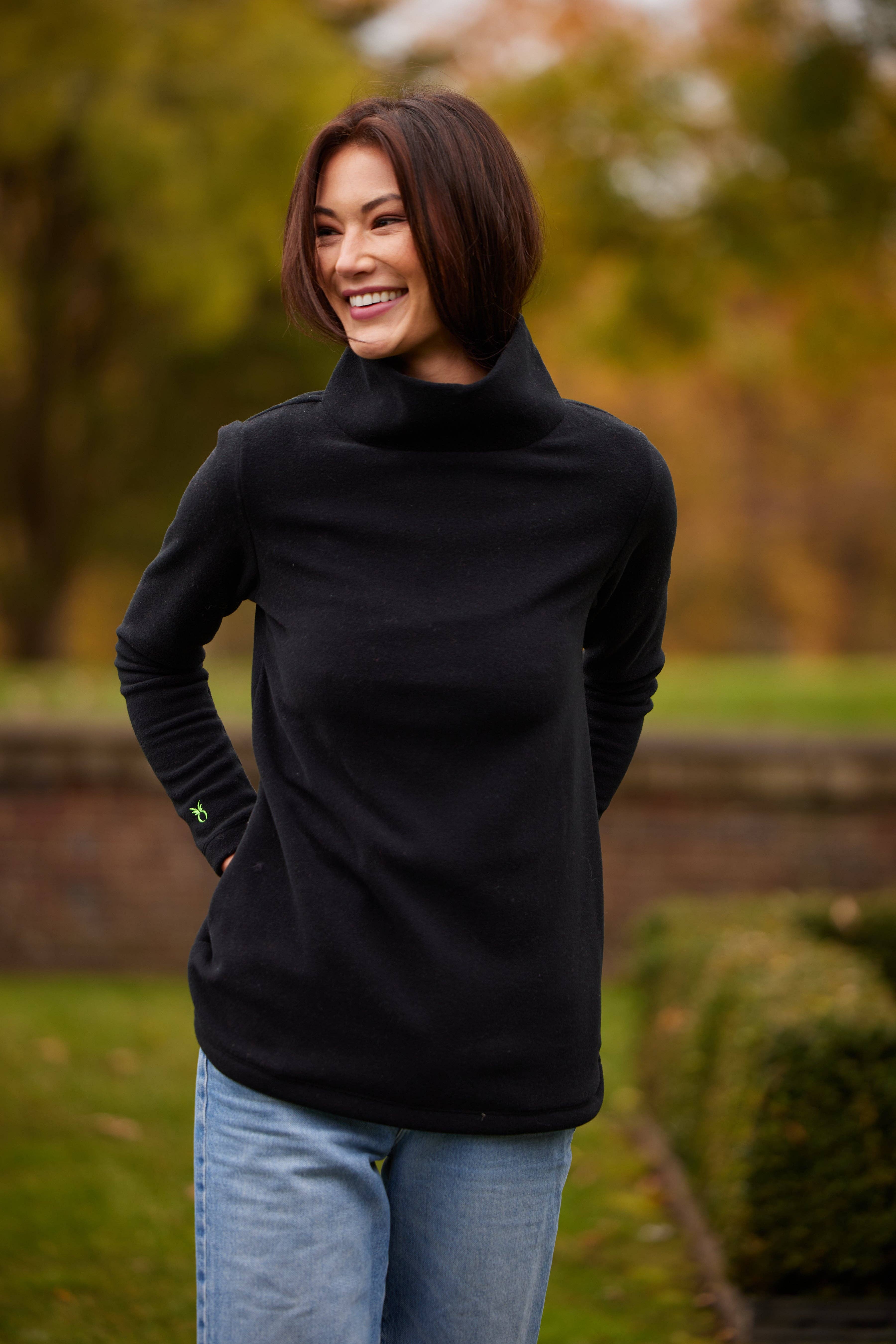 Dudley Stephens - Wholesale Knit Top - Women's - Cobble Hill Turtleneck in Vello Fleece (Black)4