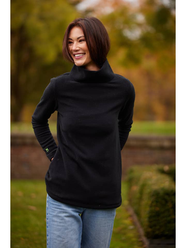 Dudley Stephens - Wholesale Knit Top - Women's - Cobble Hill Turtleneck in Vello Fleece (Black)4