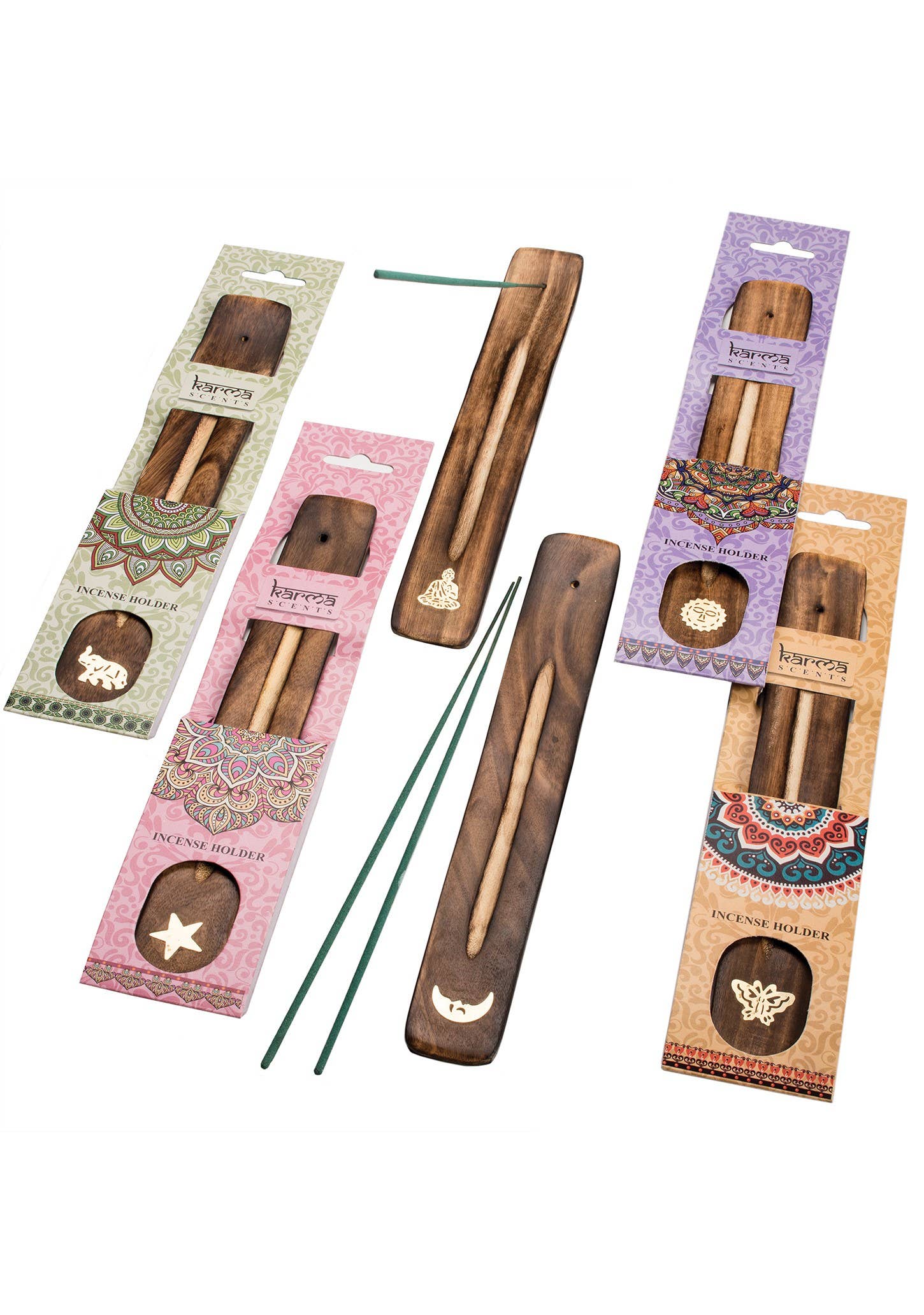 Namaste – wholesale Incense holder – Namaste Scents Brass Inlay Mango Wood Incense Holder0