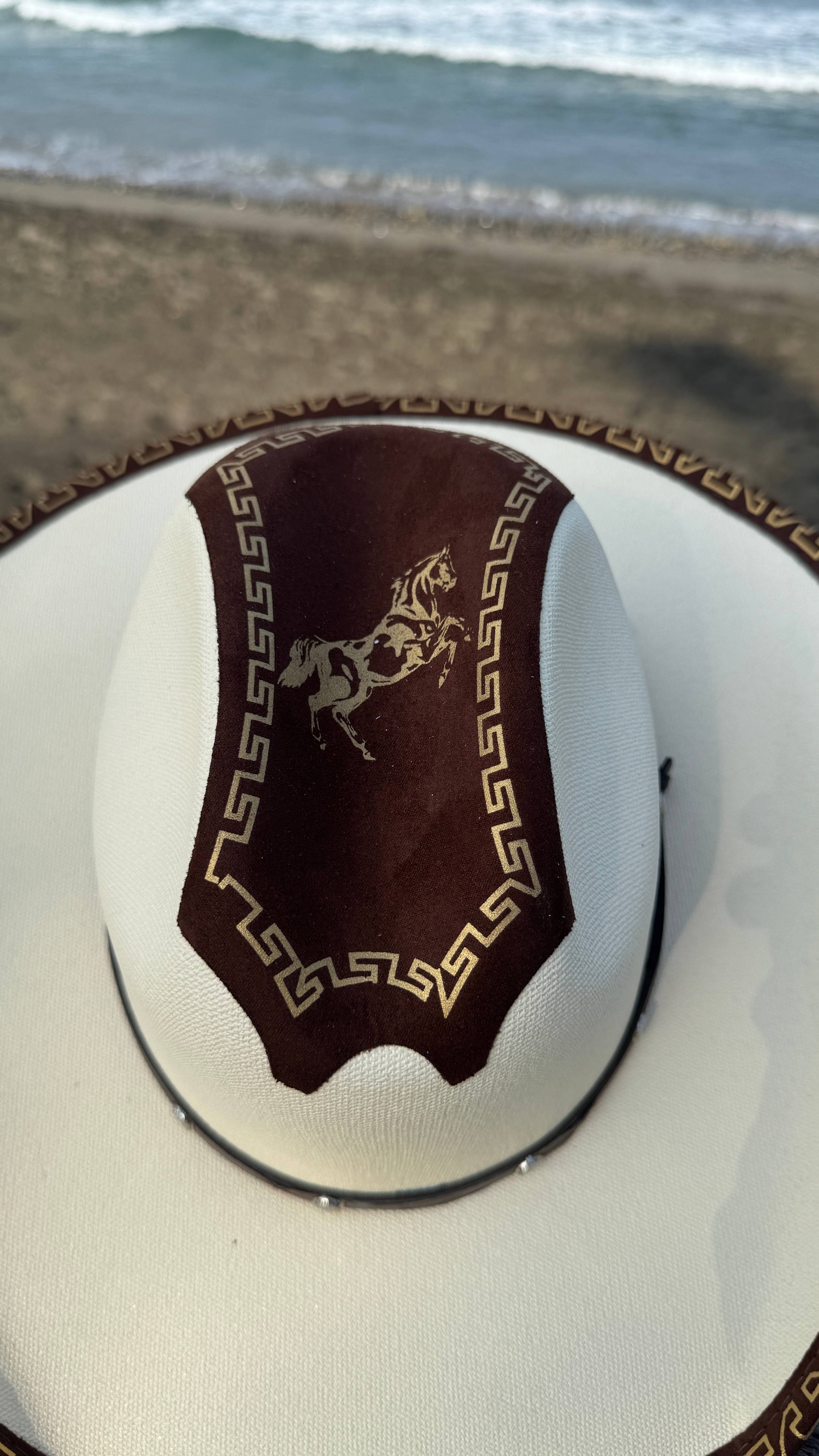 Baja Leather - Wholesale Cowboy Hat - Unisex - Canvas Rancher Hat | Cowboy Hat- White with Suede Trim2