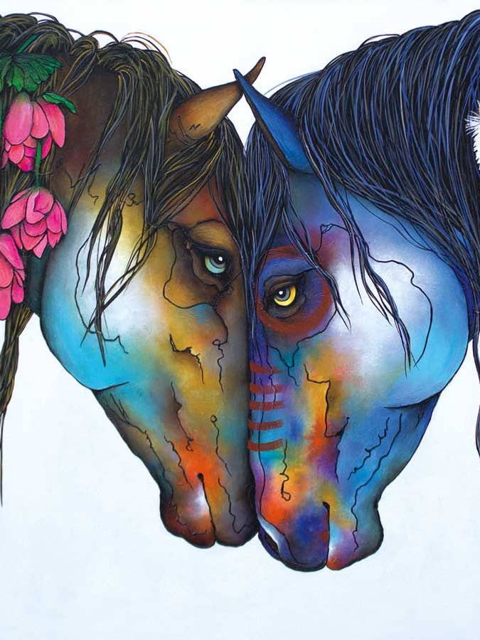 Medicine Ponies by Artist Micqaela Jones Art Print for wholesale by Indigenous Puzzles and Art