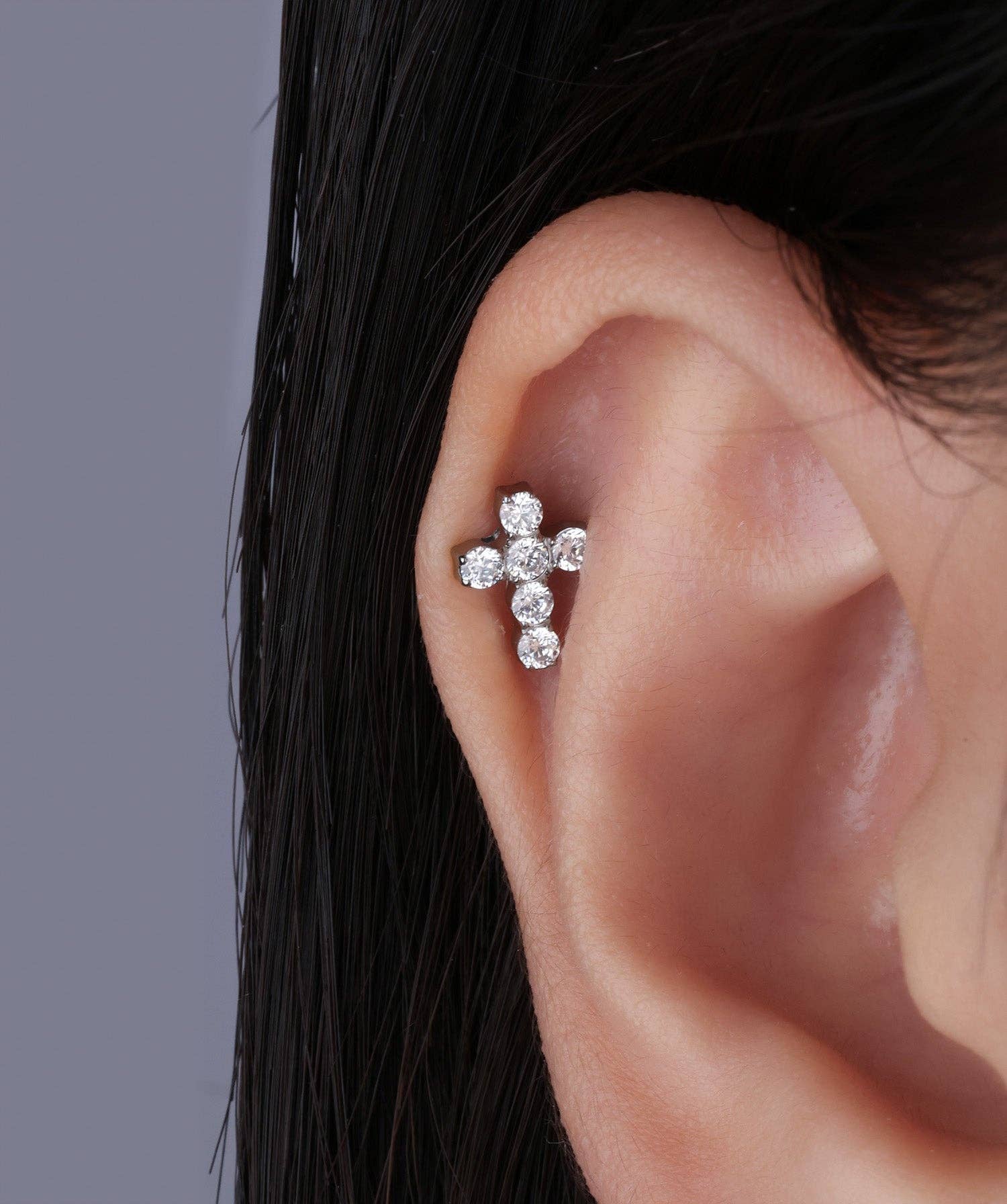 oumo jewelry - Wholesale Stud/Post Earrings - Titanium Cross Gems Stud9