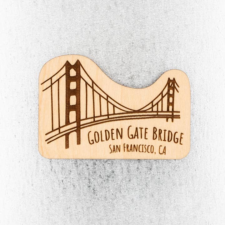 Golden Gate Bridge Aimant en bois rectangulaire pour la vente par Steamer Lane Design
