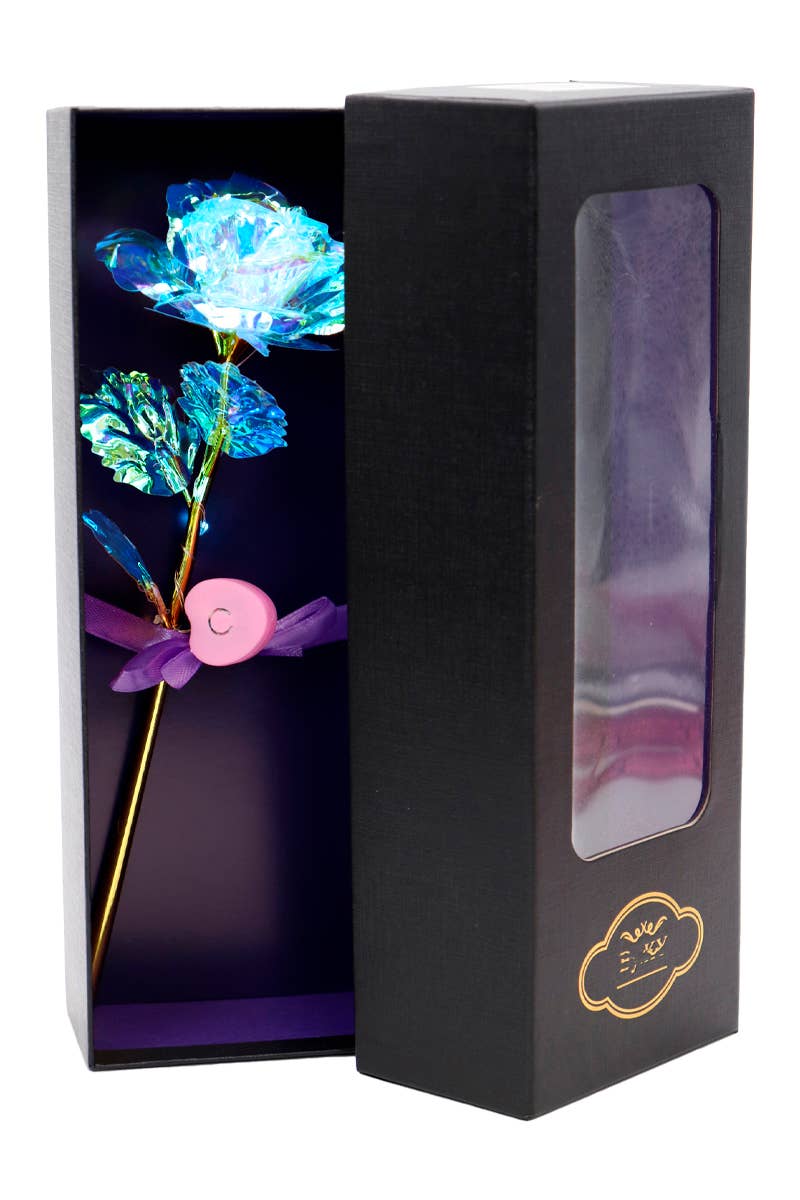 Cap Zone - Wholesale Artificial flowers - Holographic Led Light-up Gold Galaxy Rose Gift Box0