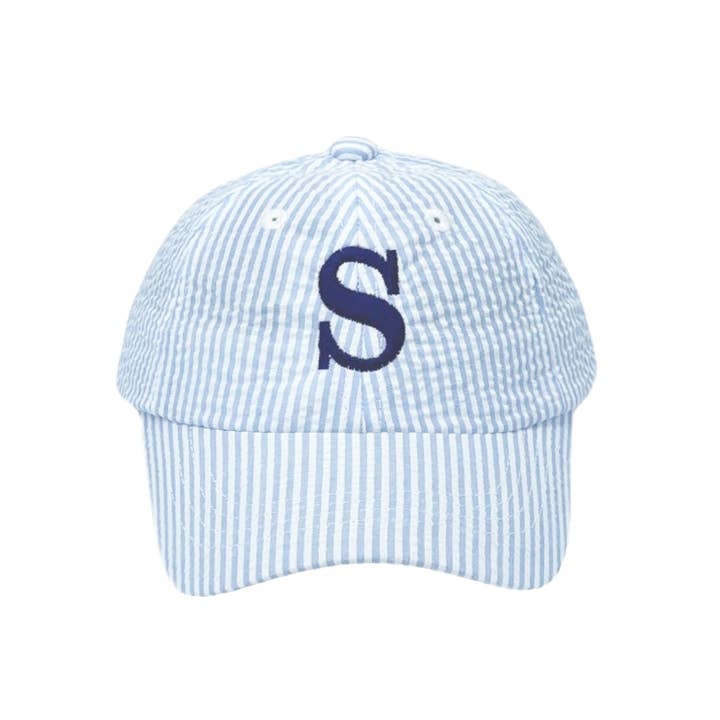 Bits & Bows - Wholesale Baseball Cap - Kids - Baseball Hat in Blue Seersucker (Baby)