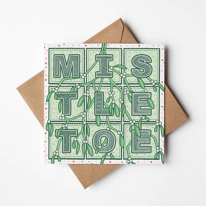 Romantic Mistletoe Christmas Card for wholesale by Jess A Little Creative