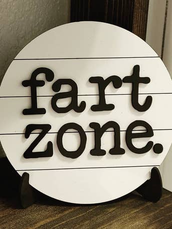 Fart Zone - 6" Round Shiplap Bathroom Sign for wholesale by bluefortytwodesigns