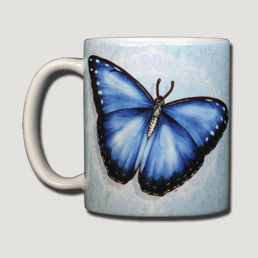 Atlas Screen Printing - Wholesale Coffee Mug - Morpho Butterfly 11 oz Ceramic Mug0
