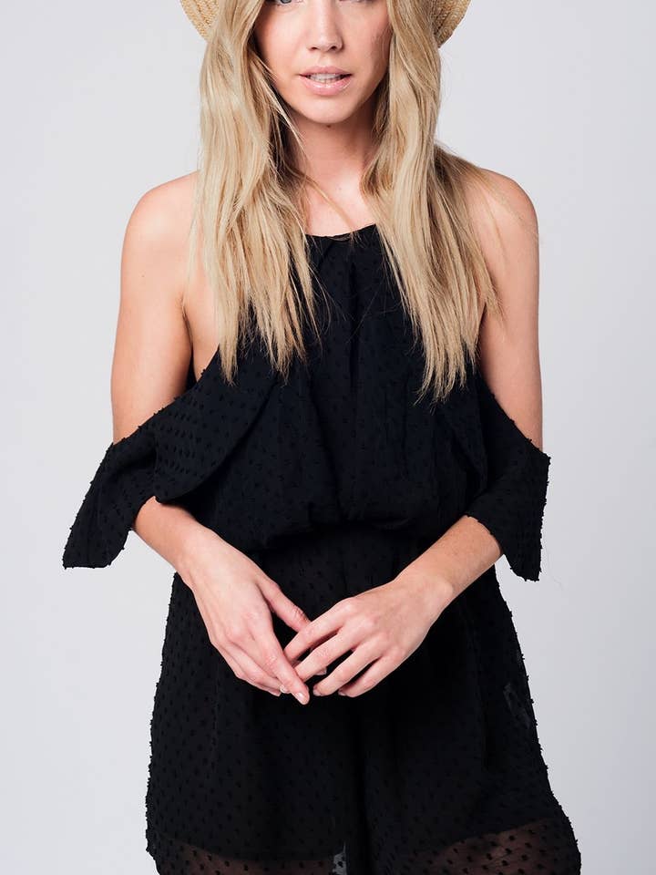 Combinaison légère à épaules froides Noir pour la vente par Q2—All Orders:Free Duties for the US,UK,and Canada