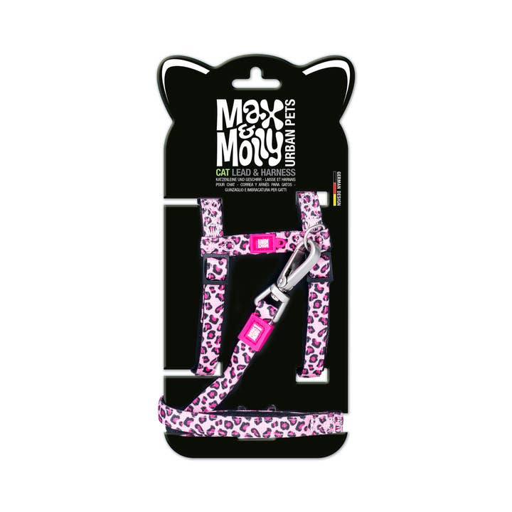 Cat HarnessLeash Set - Leopard Pink1 Size for wholesale by Max & Molly