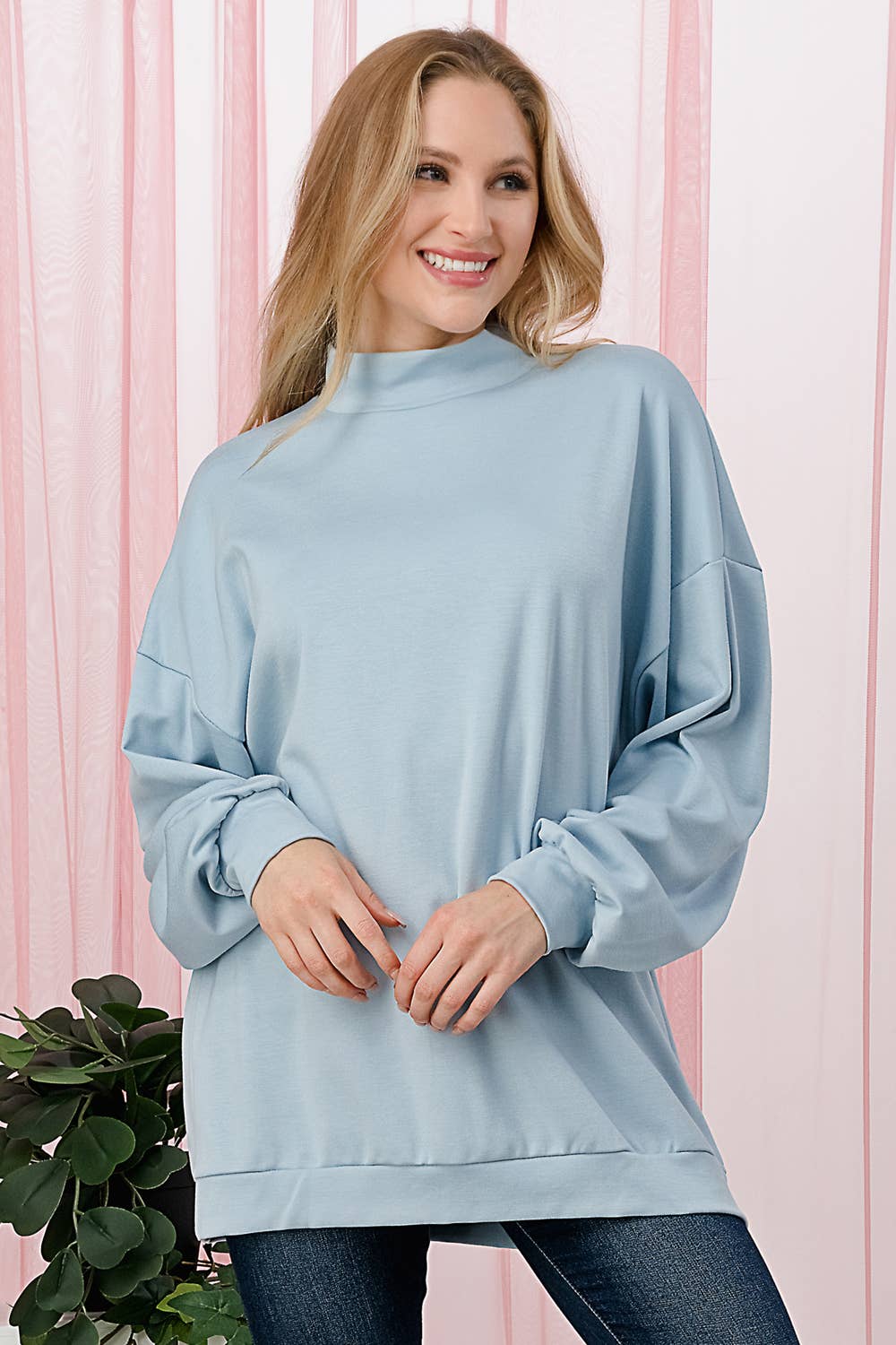 Tres Bien, Inc - Wholesale Sweatshirt - Women's - MOCKNECK, L/S SWEATER BRANDY TOP6