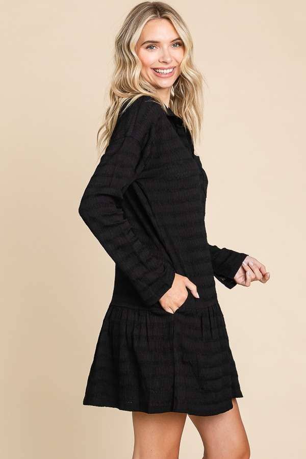 Culture Code - Wholesale Dress - Women's - CJD1880L - LSLV BUTTON DOWN TIERED TUNIC SHIRT2