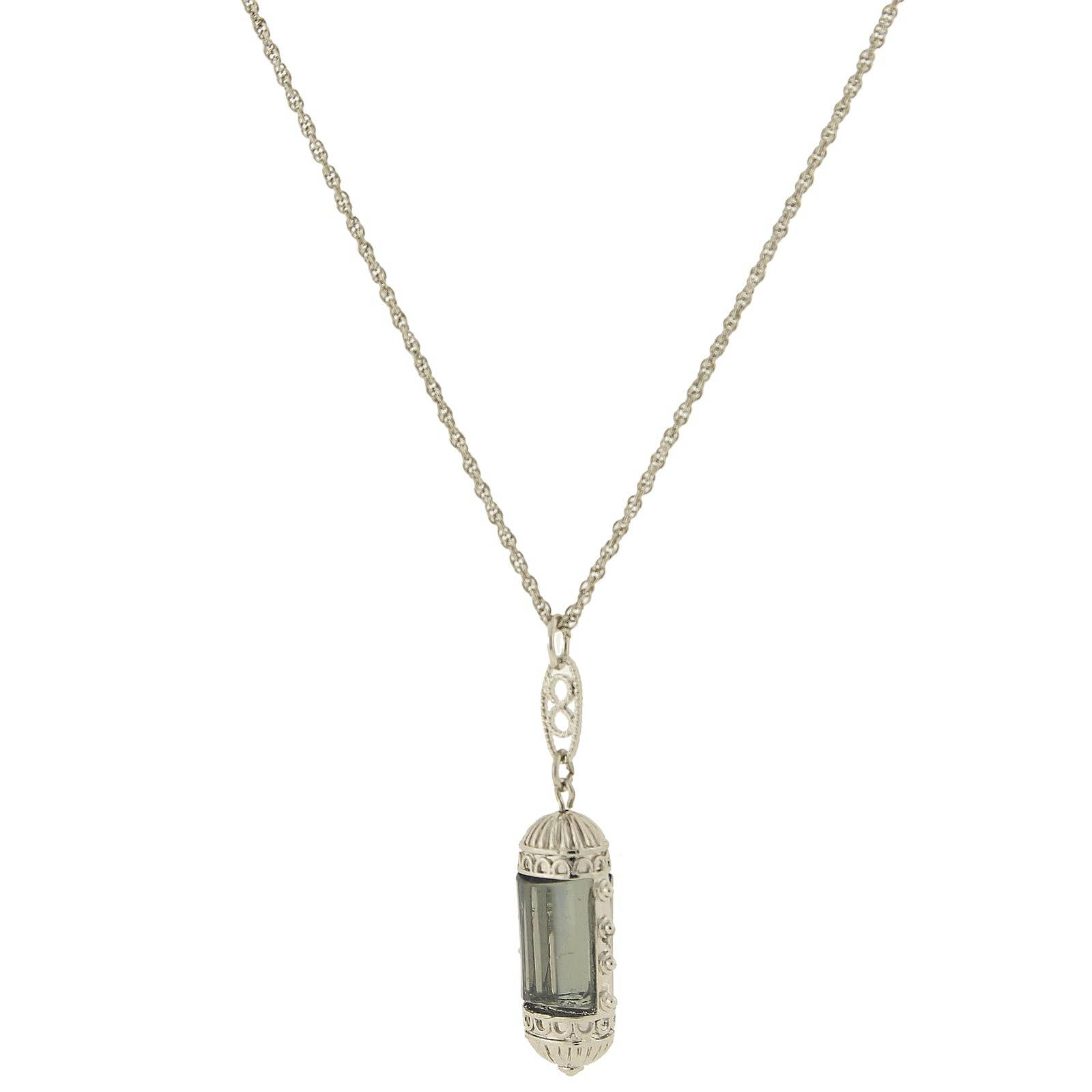 1928 Jewelry - Wholesale Pendant/Charm Necklace - 1928 Jewelry Elongated Deco Glass Stone Pendant Necklace 20"1
