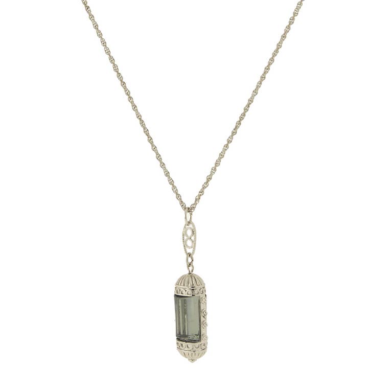 1928 Jewelry - Wholesale Pendant/Charm Necklace - 1928 Jewelry Elongated Deco Glass Stone Pendant Necklace 20"1
