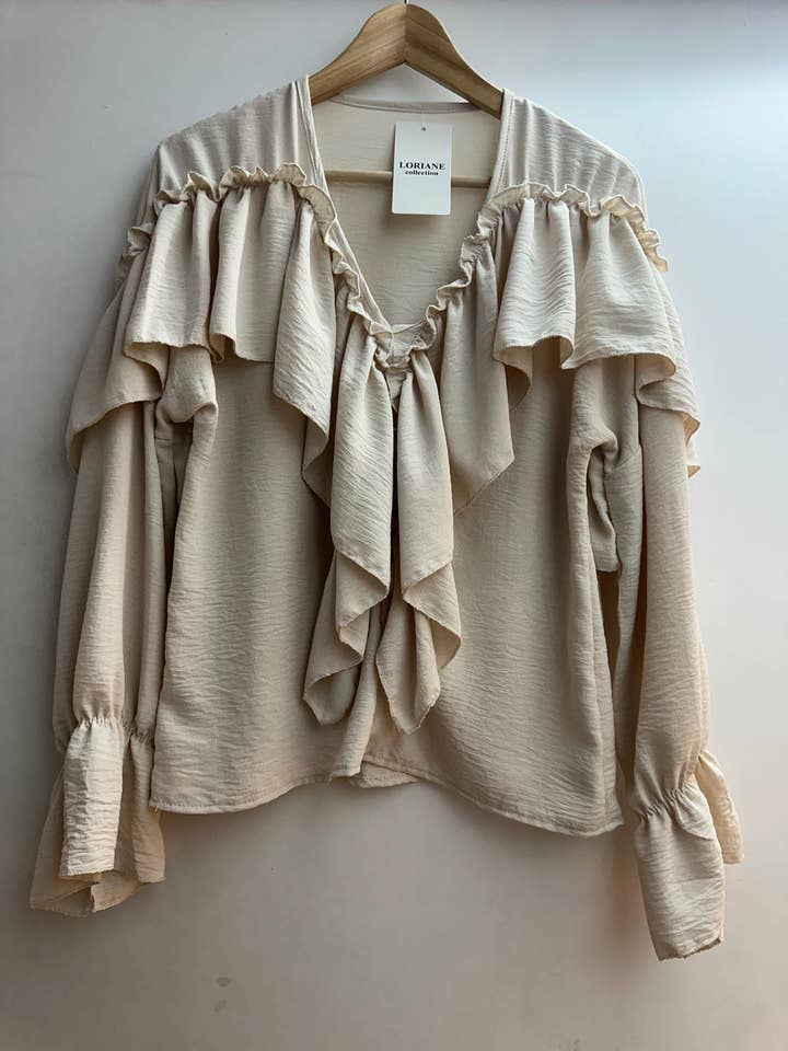 LORIANE - Wholesale Shirt - Women's - 9735U Plain blouse with ruffle12