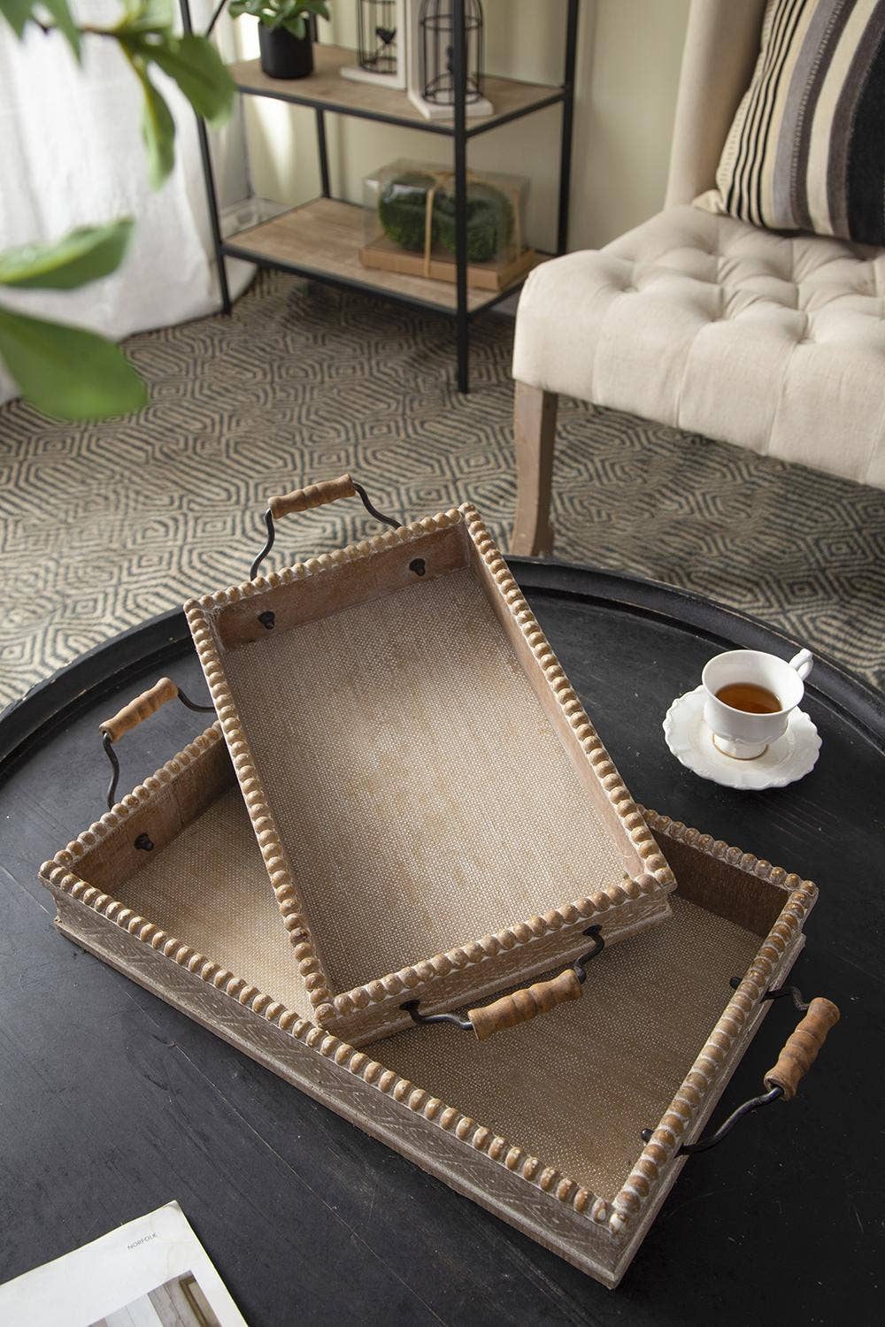 A&B Home Group Inc. - Wholesale Decorative Tray - S/2 Decorative Tray L:19.5x10x3.5" S:16x8.5x3"0