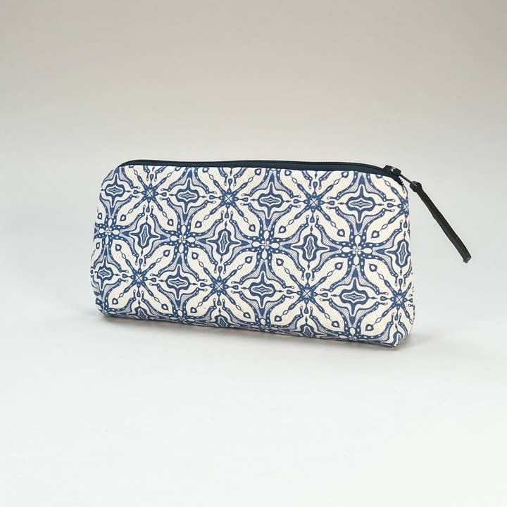 Blue Tile Medium Pencil Case for wholesale by Grace Jackson Design