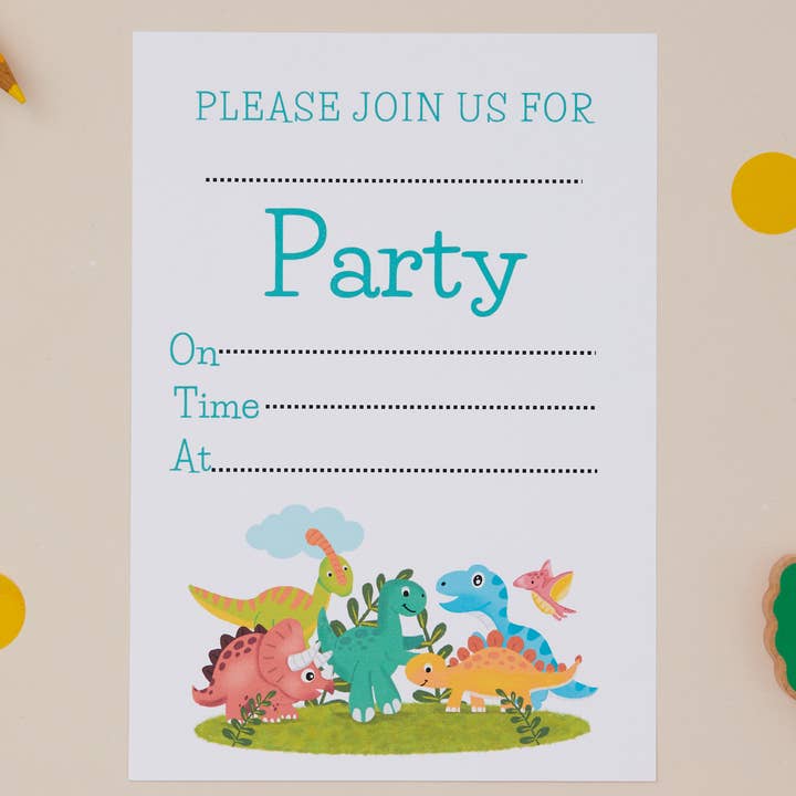 Baby Dinosaur Prehistoric Invitations - Pack of 10 A6 for wholesale by Sjstationery