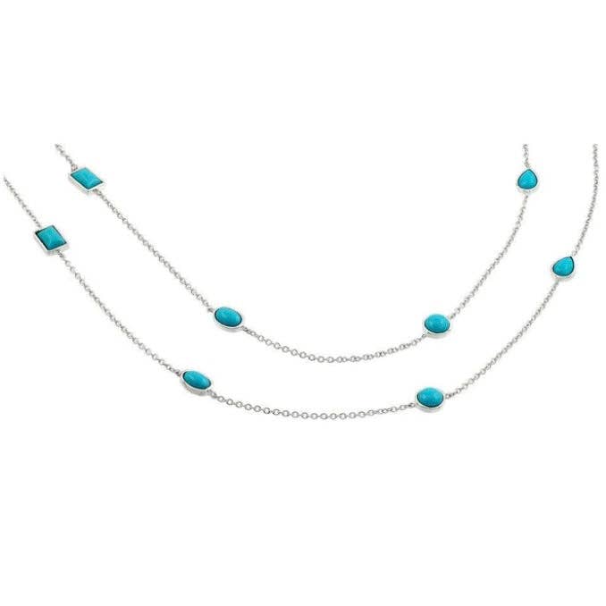 Collier à pendentif en pierre turquoise à 2 rangs Kelly Herd pour la vente par Kelly Herd Jewelry