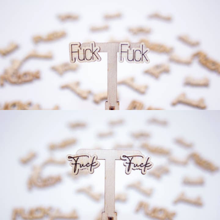 LNZ Custom Design - Wholesale Stud/Post Earrings - Fuck Studs - Wood Earrings - Laser Cut