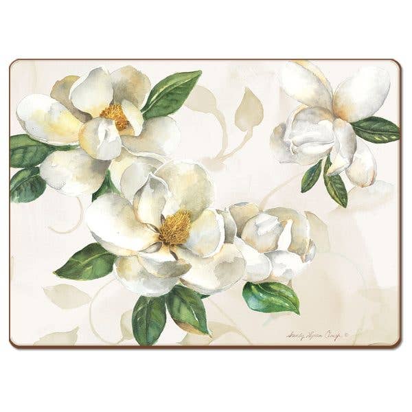 Cala Home Magnolias Decorative Hardboard Placemats for wholesale by CounterArt/Highland Home/Thirstystone