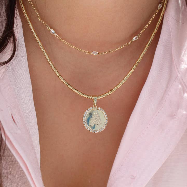 Diamond Initial Necklace Set | Thin Dainty Diamond Choker for wholesale by The Views & Co