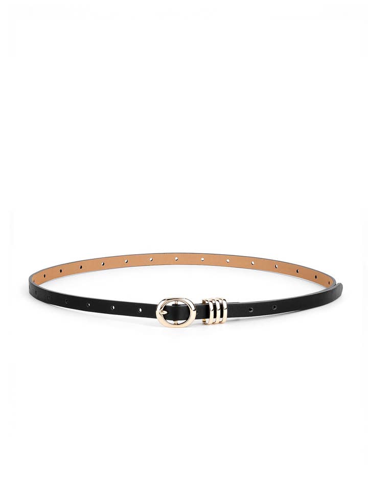 Ceinture Classique Fine en Noir pour la vente par Ettika