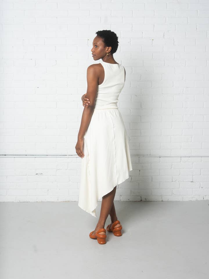 Saia Midi com nervuras em algodão reciclado por atacado de Baby Be Good