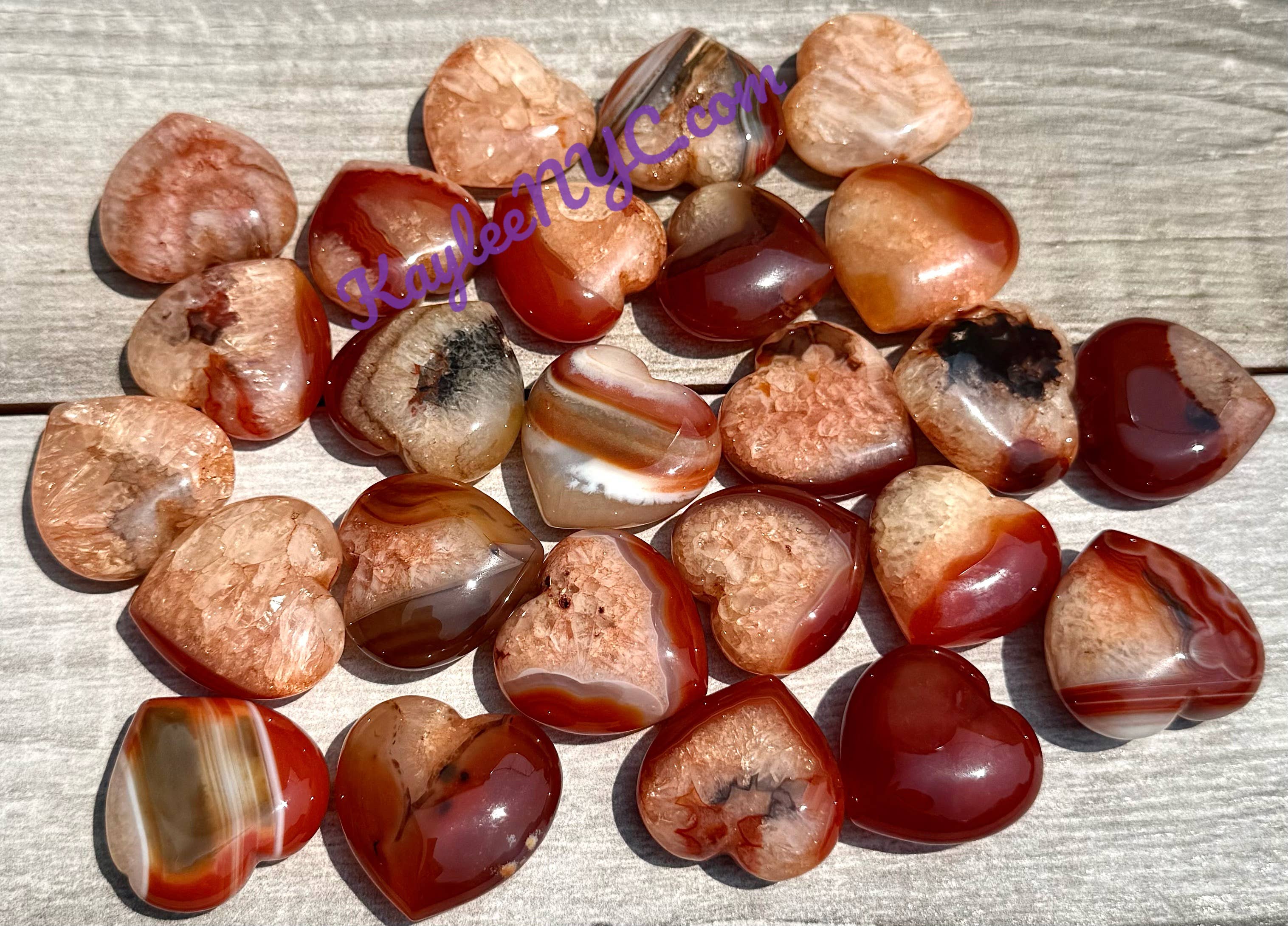 KayleeNYC - Wholesale Spiritual Stone/Crystal - 1 lb 1” Natural Carnelian Heart Crystal Healing Energy3