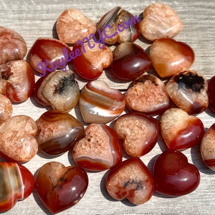 KayleeNYC - Wholesale Spiritual Stone/Crystal - 1 lb 1” Natural Carnelian Heart Crystal Healing Energy3