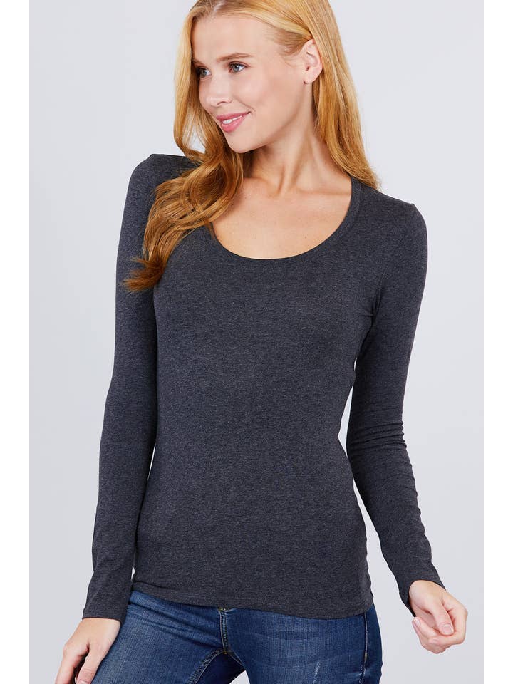 Active Basic | Active USA - Wholesale Knit Top - Women's - Long Sleeve Scoop Neck Top27
