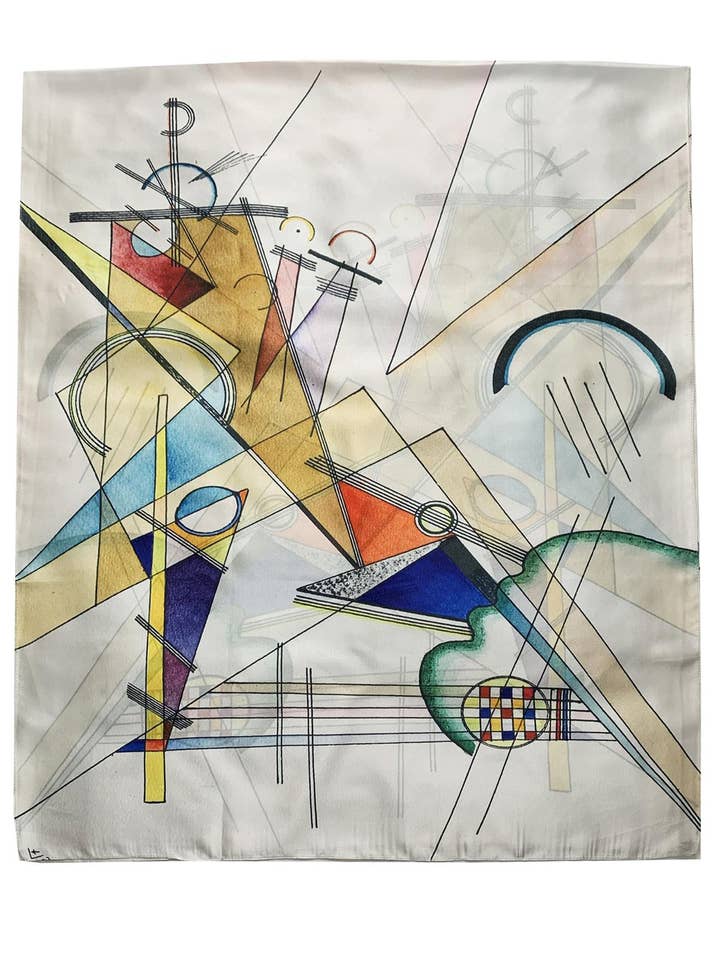 Kandinsky Abstraction Composition Painting Print Silk Scarf for wholesale by Fashion Scarf World