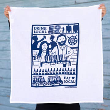 Serviette à vaisselle pour sac à farine - Drink Local pour la vente par Kei & Molly Textiles, LLC