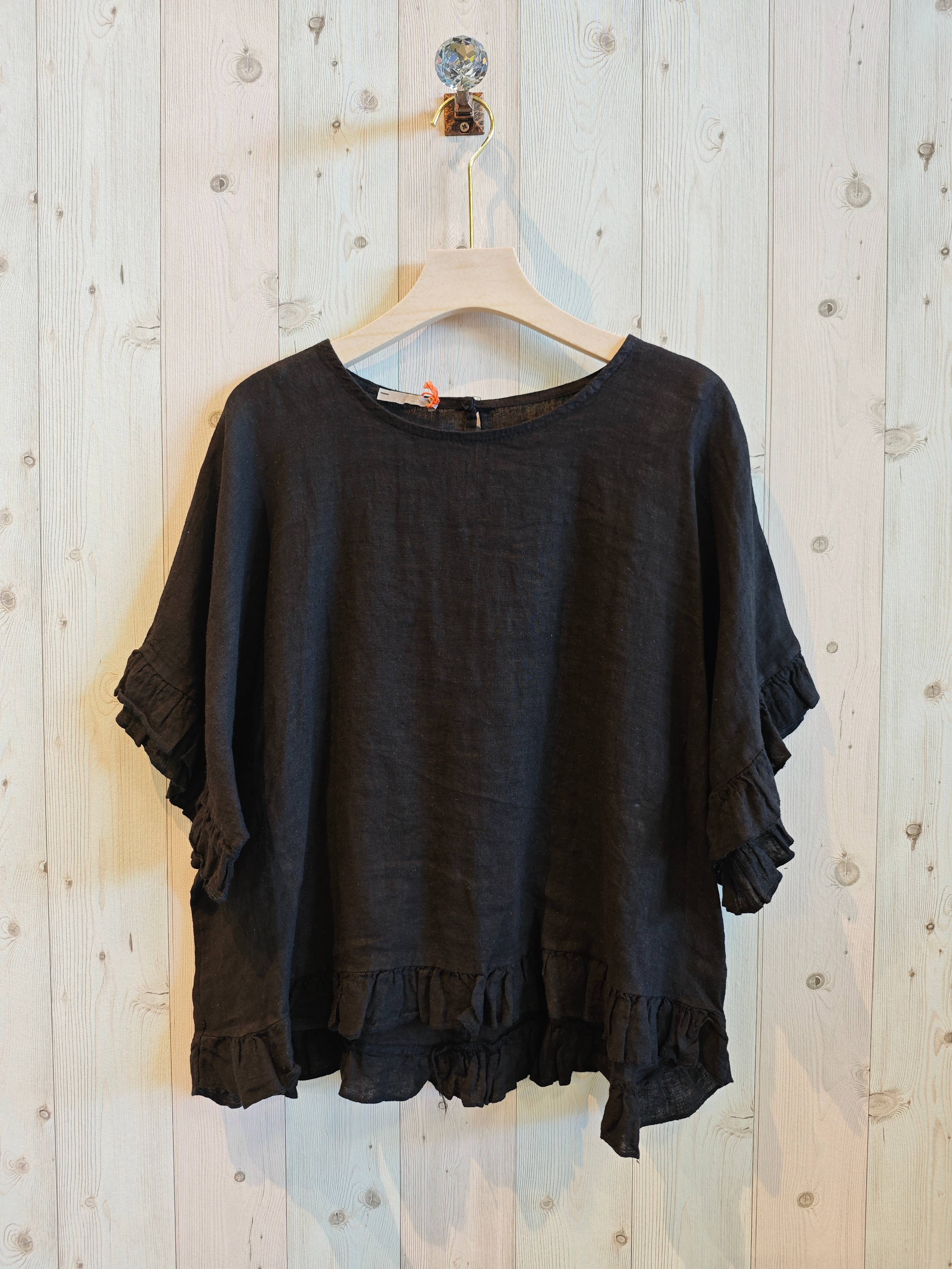 Linen & More - Vente Chemisier – femme - Blouse à volants 100 % lin - réf 107405