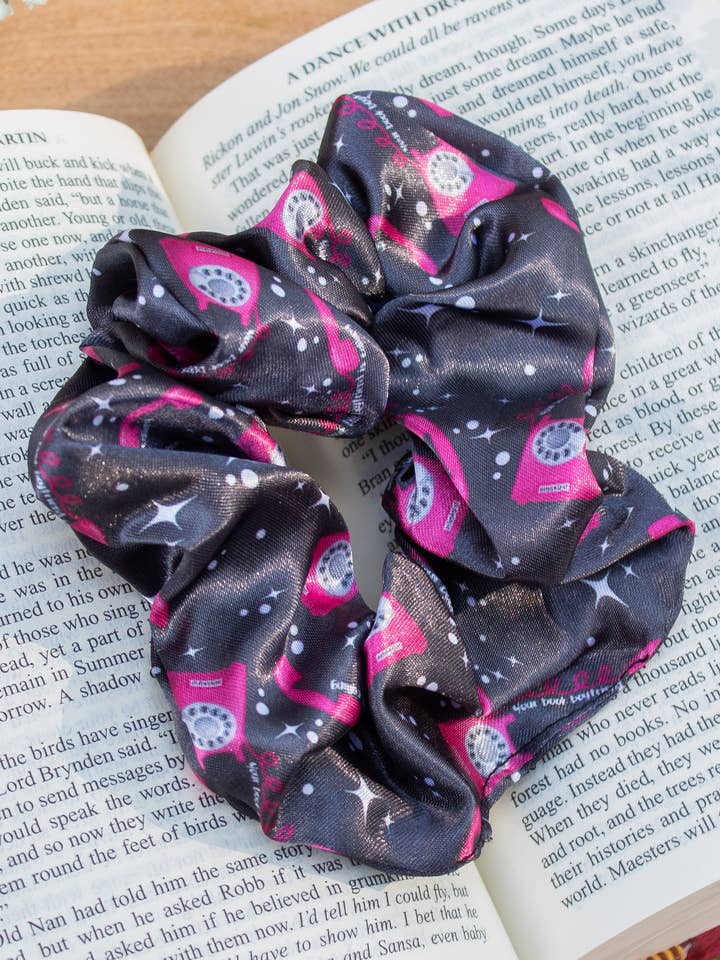 Bookish Satin Scrunchie | Your Book Boyfriend is Calling for wholesale by Meaggie Moos