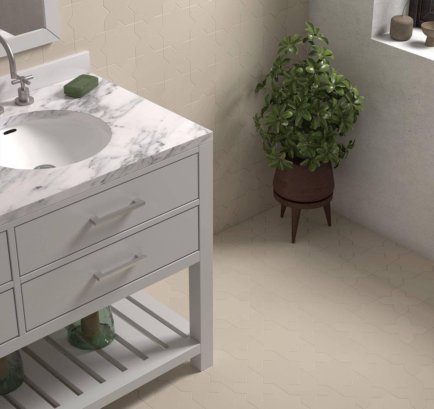 Soho Surfaces - Wholesale Wall Tile - Porto Cross | 5"x5" Porcelain Cross Wall and Floor Tile 5