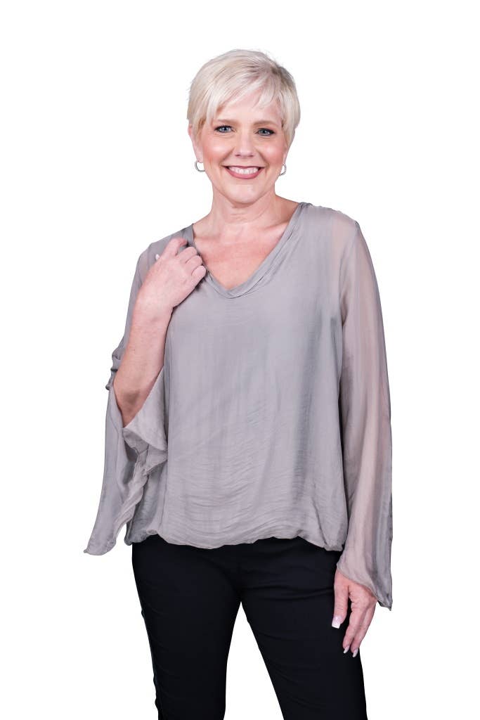 TINA Stephens Italy/Tees By Tina - Wholesale Blouse - Women's - Tiffany Silk Butterfly Bottom Open Wrist (BLS218)10