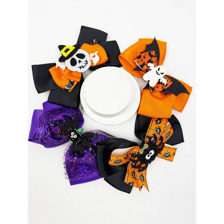 MIX COLOR Halloween Theme Hair Bow Clip Set for wholesale on Faire1