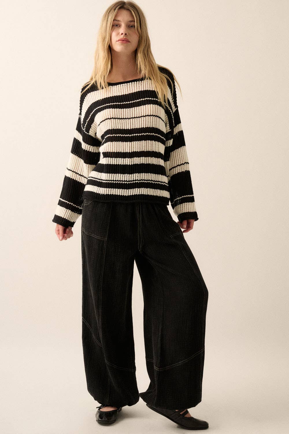 Promesa USA – wholesale Byxor - Dam – Mineralvättade byxor i skrynkligt bomullstyg med parachutedesign30