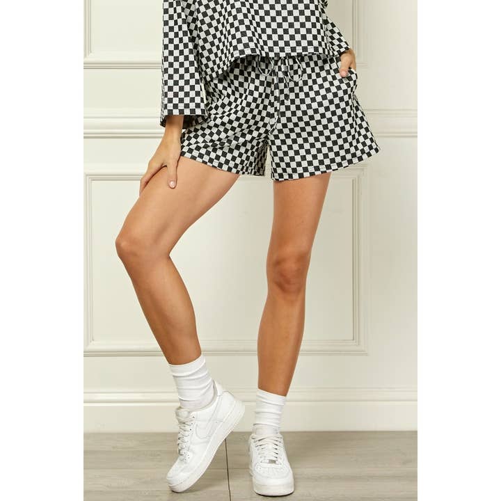 Veveret - Wholesale Shorts - Women's - Checker Jersey Drawstring Short 1