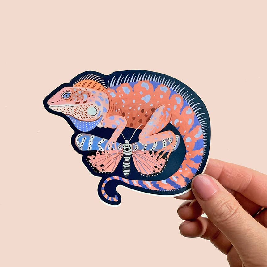 Christine De Carvalho - Wholesale Sticker - Pink Chameleon Vinyl Sticker - Wildlife Sticker - Nature